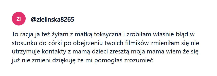 Komentarz: po filmikach zmieniłam się, dziękuję że pomogłaś zrozumieć