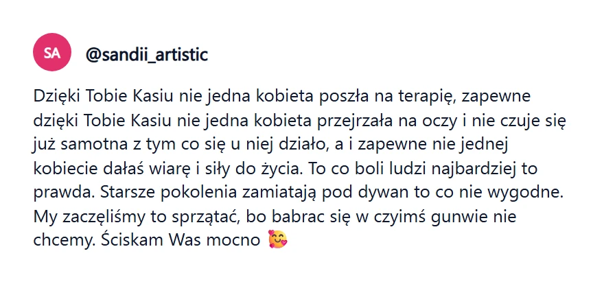 Komentarz: dzięki Tobie kobiety idą na terapię i nie czują się same